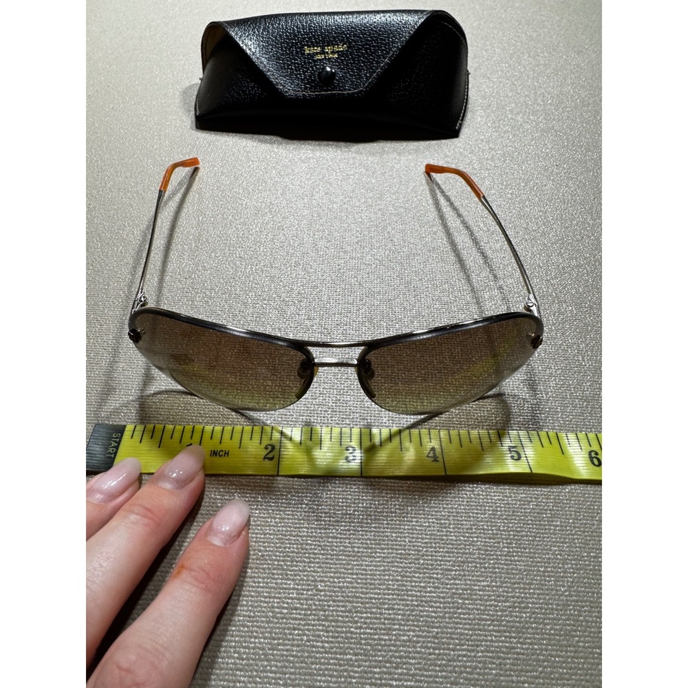 Kate Spade Noel/S Aviator Sunglasses Silver Amber Gradient Brown Lens with Case - Picture 5 of 10